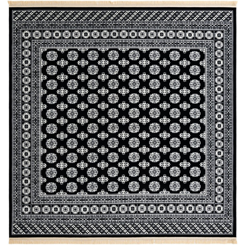 Traditional Hinshaw Area Rug Black and White Color, Square 10'