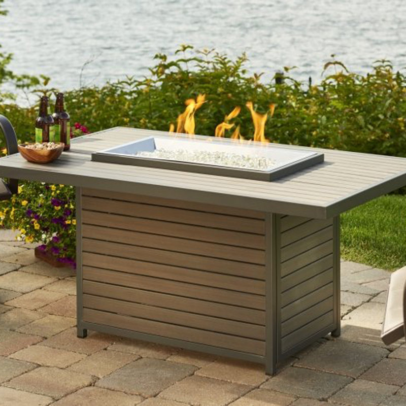 Rectangle Polyresin Smokeless Fire Pit Table, Gray