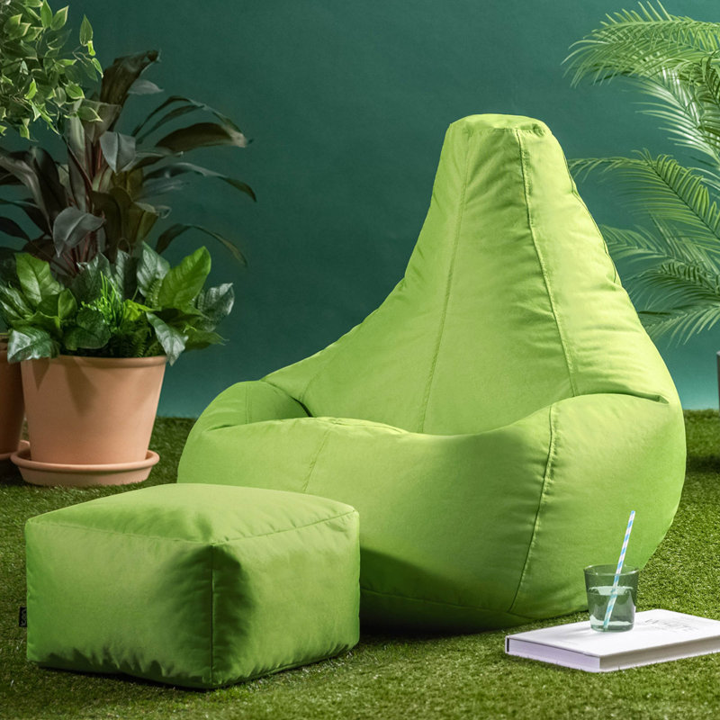 icon Recliner Bean Bag Chair & Pouffe, Lime Green