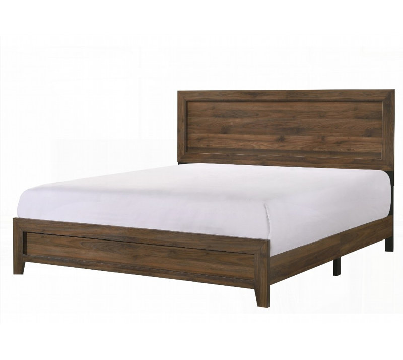 Lit à panneaux très grand avec fini cerisier brun et dimensions 84 x 78,1 x 49,6 po - aucun sommier nécessaire, meubles en bois durables