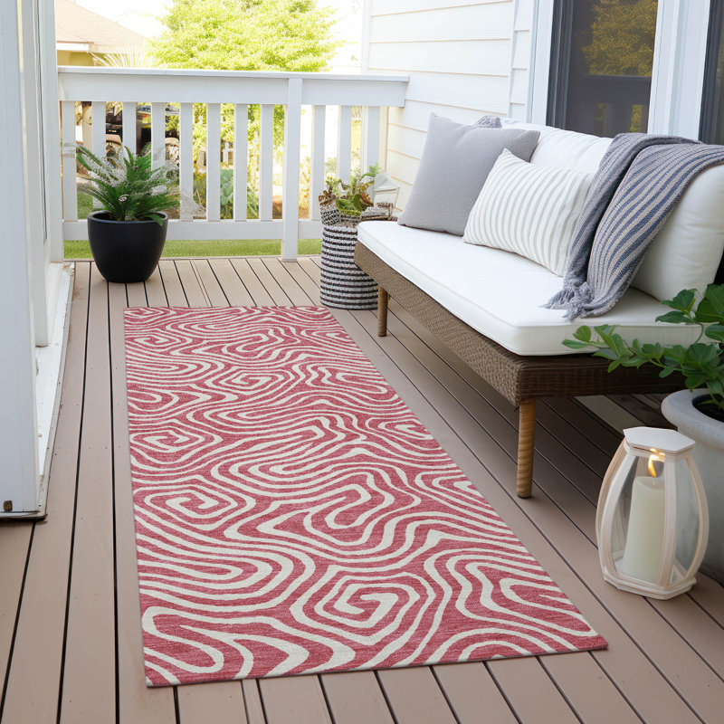 Raya Pink Washable Indoor-Outdoor Rug - , 2'3" x 7'6"