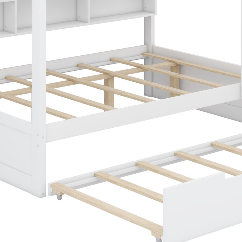Multi-Level Bunk Bed System with Extra Sleeping Trundle, White