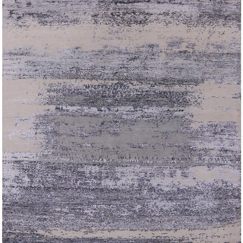 Tapis gris à motif abstrait Bryantown, Carré 7 pi