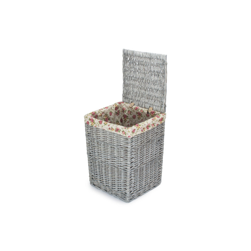 Wicker Laundry Basket with Lining, 50cm H x 33cm W x 33cm D