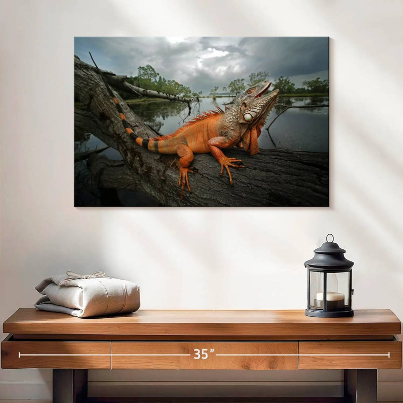 Brampt Orange Iguana, 8" H x 12" W