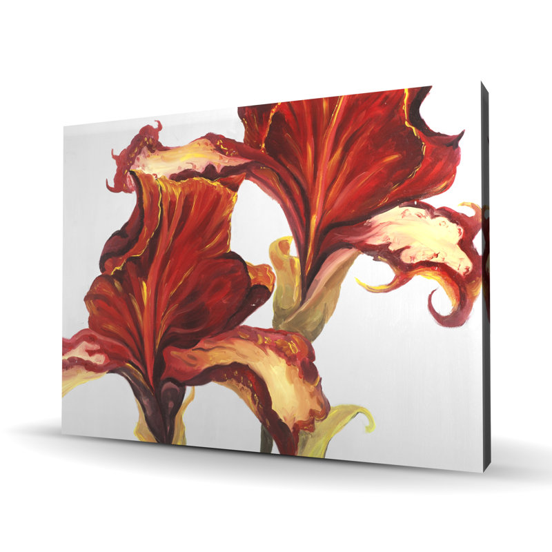 Lilies with Fall Colors - Red Romantic Canvas for Home Decor