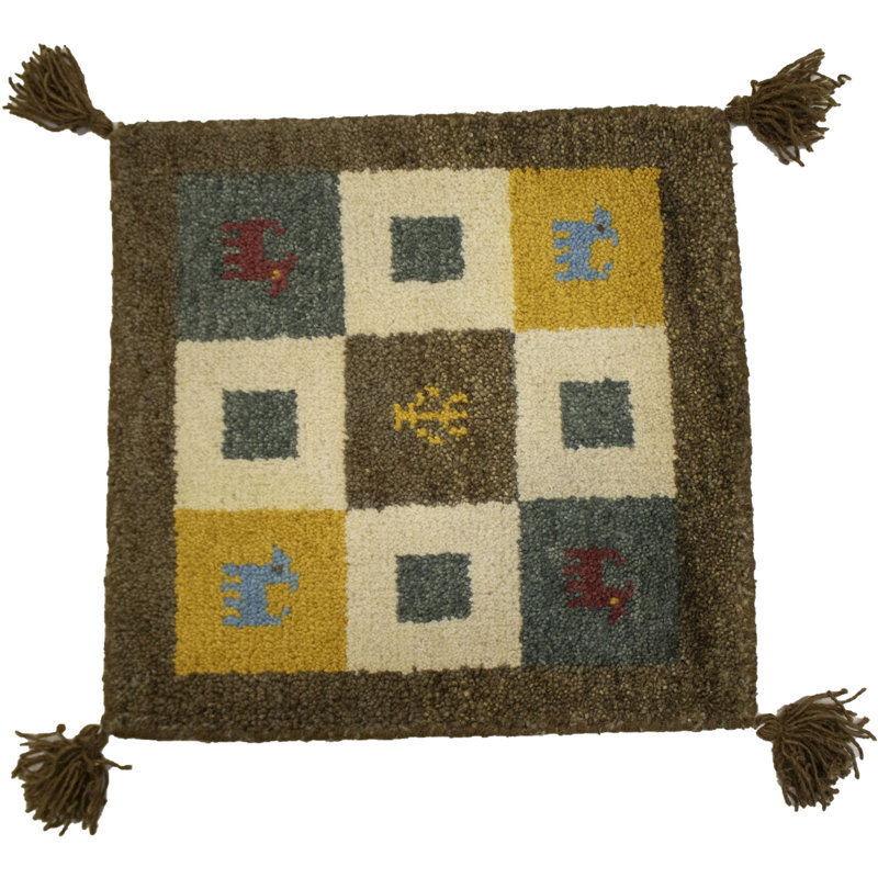 Tapis tribal multicolore Indo Gabbeh multicolore 1 pi 5 po x 1 pi 5 po