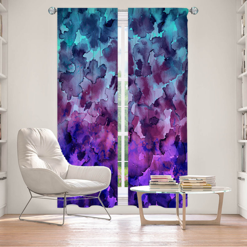 Rideau en polyester, L 20 po x L 52 po, Bleu / mauve