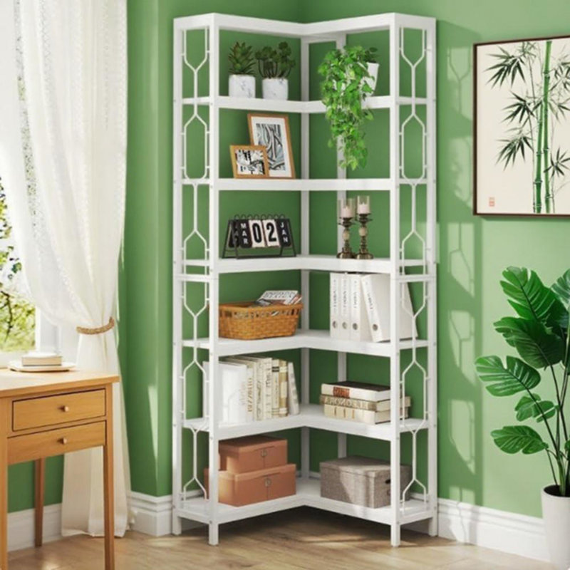 L Shape Bookcase, White