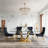 Glass Top Metal Base Dining Table With 4 Velvet Dining Chairs,5 - Piece Pedestal Dining Set-106913217-106913218
