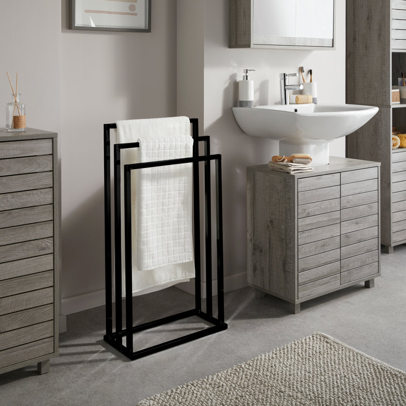 3 Freestanding Towel Stand, Black