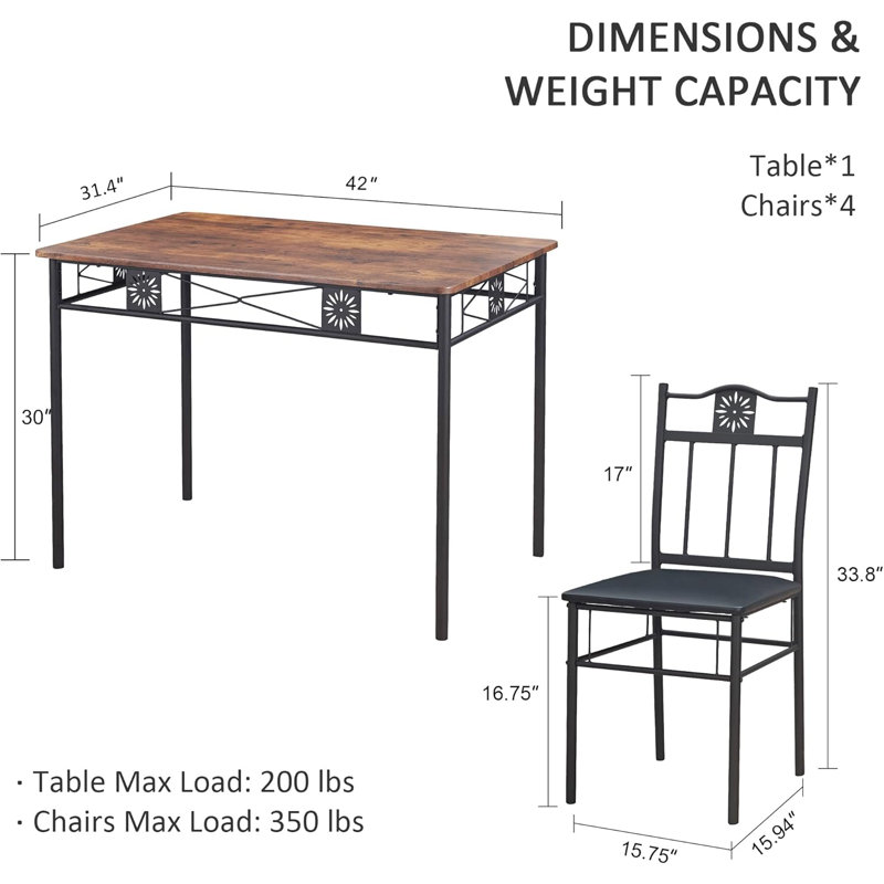 Ensemble de table de salle à manger pour 4 personnes Kitchen
