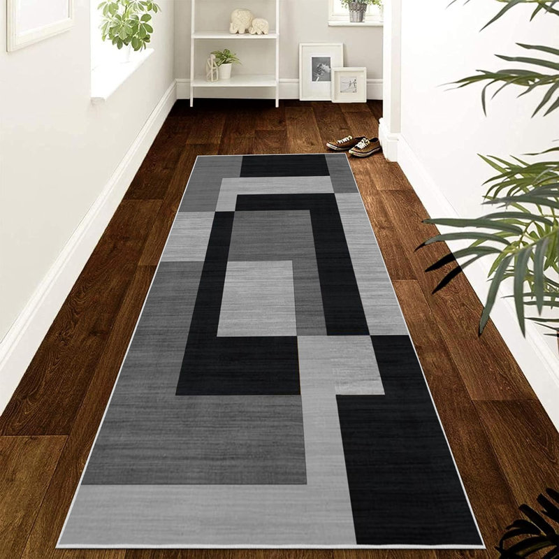 Aspire Homeware Grey Geometric Area Rug Modern Indoor Carpet, Rectangle 80 x 150 cm