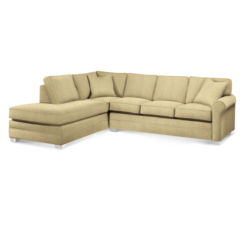 Bedford Upholstered Sectional, Beige Sugar Performance; 0863-93, Left Hand Facing, Frost White Finish