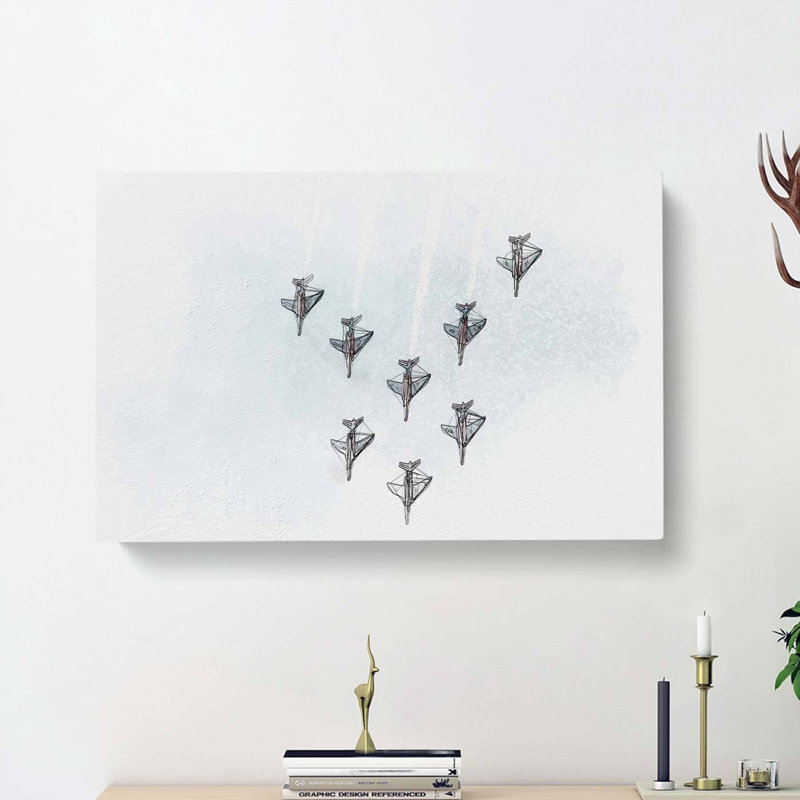 Plane Aerobatics in Abstract - Wrapped Canvas Drawing - Wrapped Canvas, 60cm H x 91cm W x 3cm D