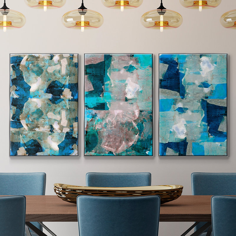 «Impasto I», reproduction sur toile 3 pièces, Argent, H 40 po x l 90 po x P 2 po