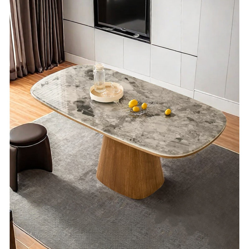 Table de salle à manger en bois massif et base en cristal Ultra Spar, H 29,53 po x L 70,87 po x l 35,43 po