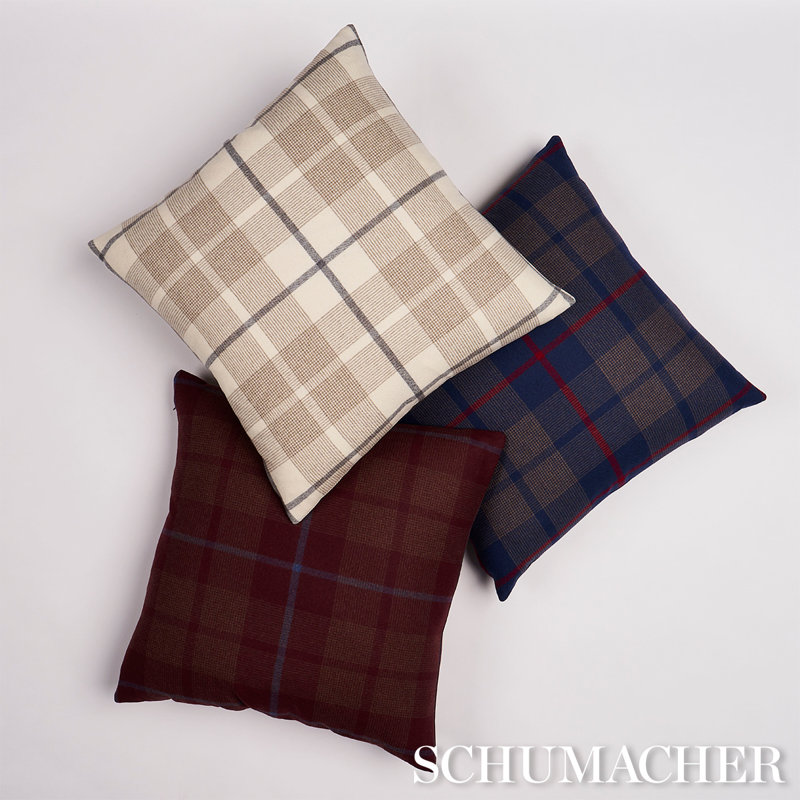 Montana Wool Plaid Pillow, Blue Geometric