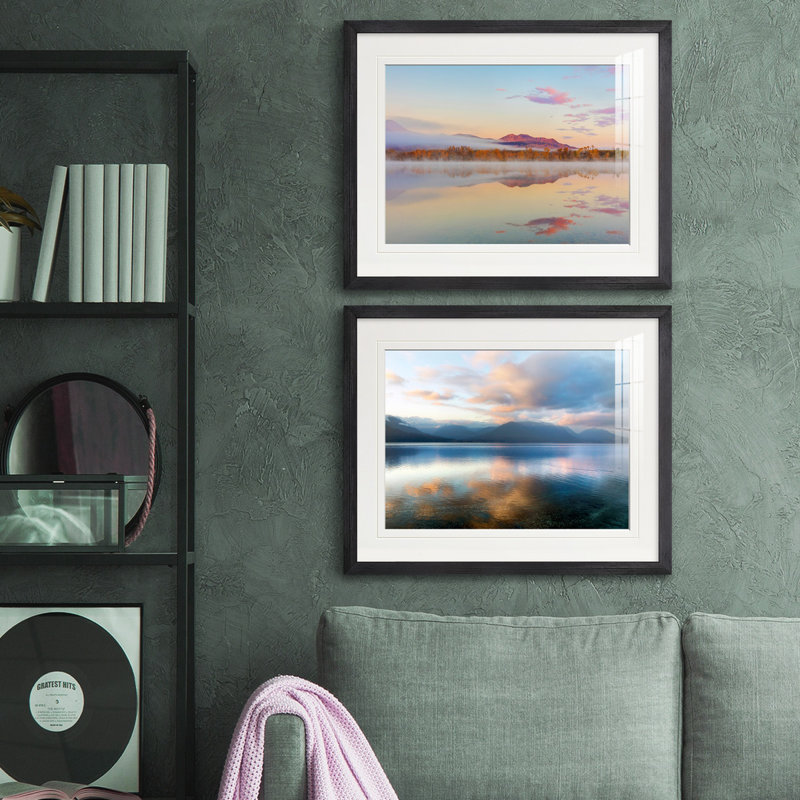 " Waterton Lakes " 2 - Pieces, Black Framed Paper, White Mat