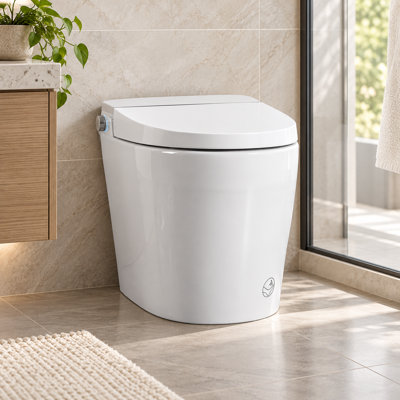 White One-Piece Smart Bidet Toilet with Built-In Tank, Auto Flush, Auto Lid, Heated Seat and Warm Air Dryer