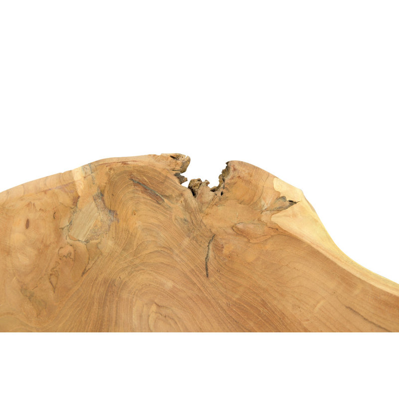 Classic Teak Wood Round Serving Bowl for Salad, Fruit, 9.75"W x 4"H