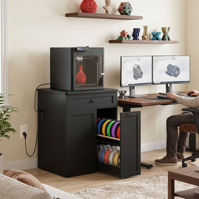 Support pour imprimante 3D avec rangement pour filament et prises intégrées, table pour imprimante 3D robuste avec tablette et tiroir réglables, classeur