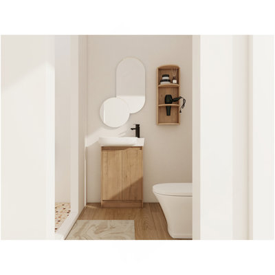 Meuble-lavabo autoportant de 23 po avec lavabo et support de rangement, portes à fermeture douce