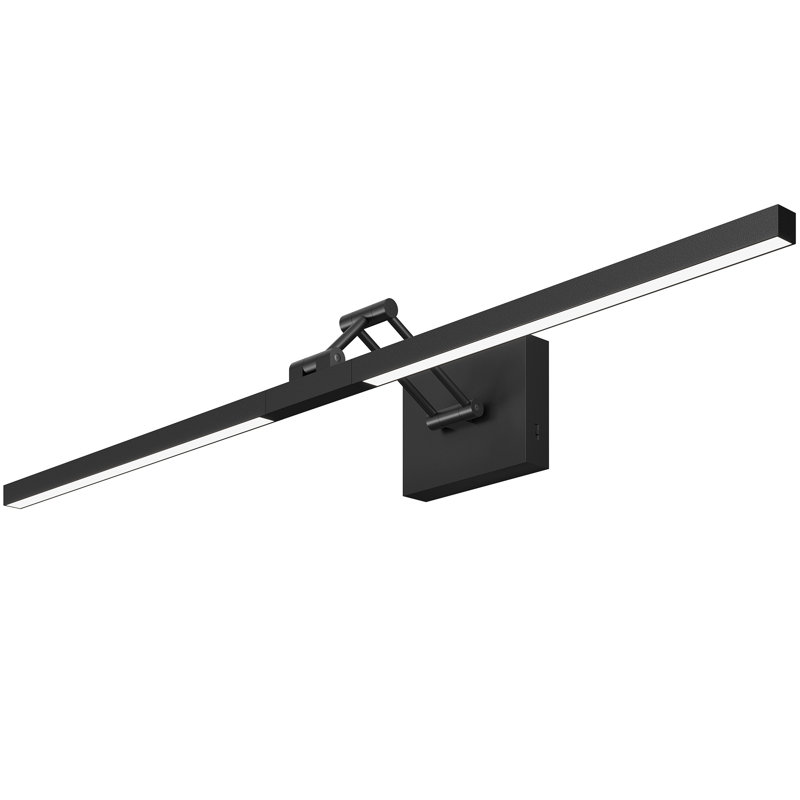 Luminaire de salle de bain moderne 1 lumière 36 "à 3 lumières avec tête pivotante à 360 ° et bras pivotant, Noir mat