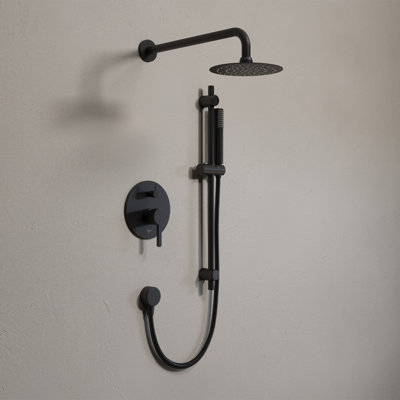 Vissali Round Shower Kit Including Rain And Hand Shower In Matte Black