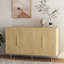Buffet en bois moderne avec rangement, grand buffet cannelé avec tablettes réglables, crédence, console d'appoint