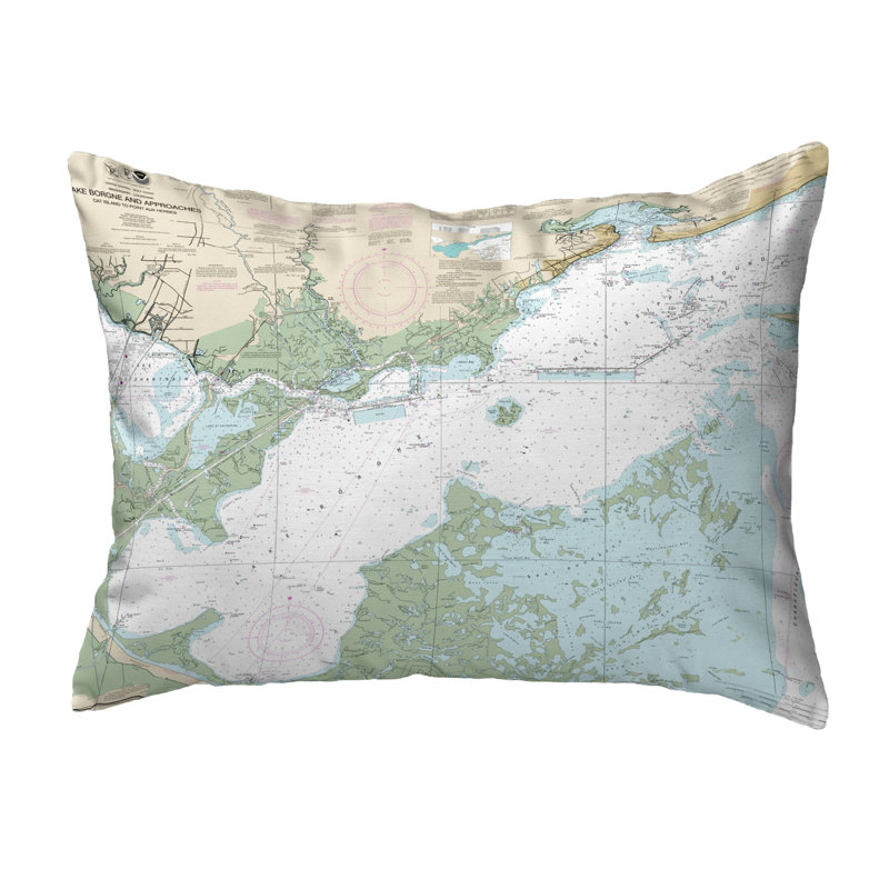 Nautical Map Outdoor Reversible Throw Pillow