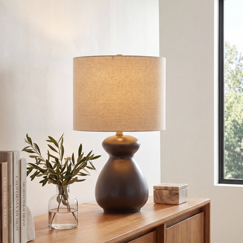 Durness Ceramic Table Lamp, Black