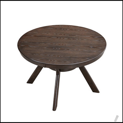 47.24'' Round Rubber Wood Dining Table for 4-6, Modern Wooden Trestle Pedestal Base, Perfect for Dining and Living Rooms