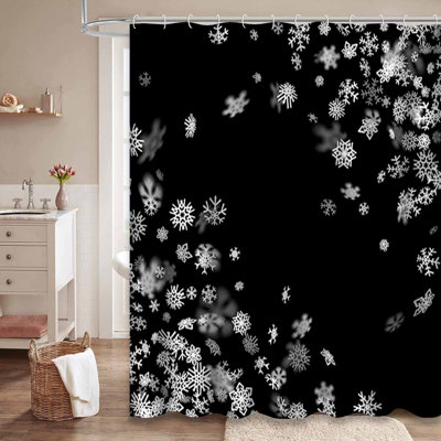 Rideau de douche avec 12 crochets Snowflakes