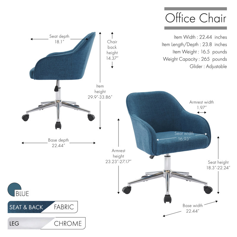 Chaise de bureau Alcaraz, Bleu