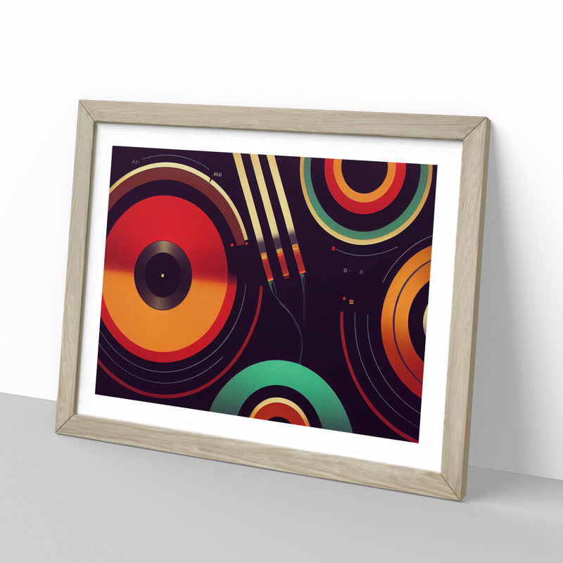 Interesting Vinyl Record - Single Picture Frame Print, 25cm H x 34cm W x 2cm D, Oak