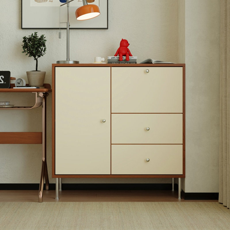 Buffets rectangulaires en bois manufacturé cerise blanc crème, Blanc crème