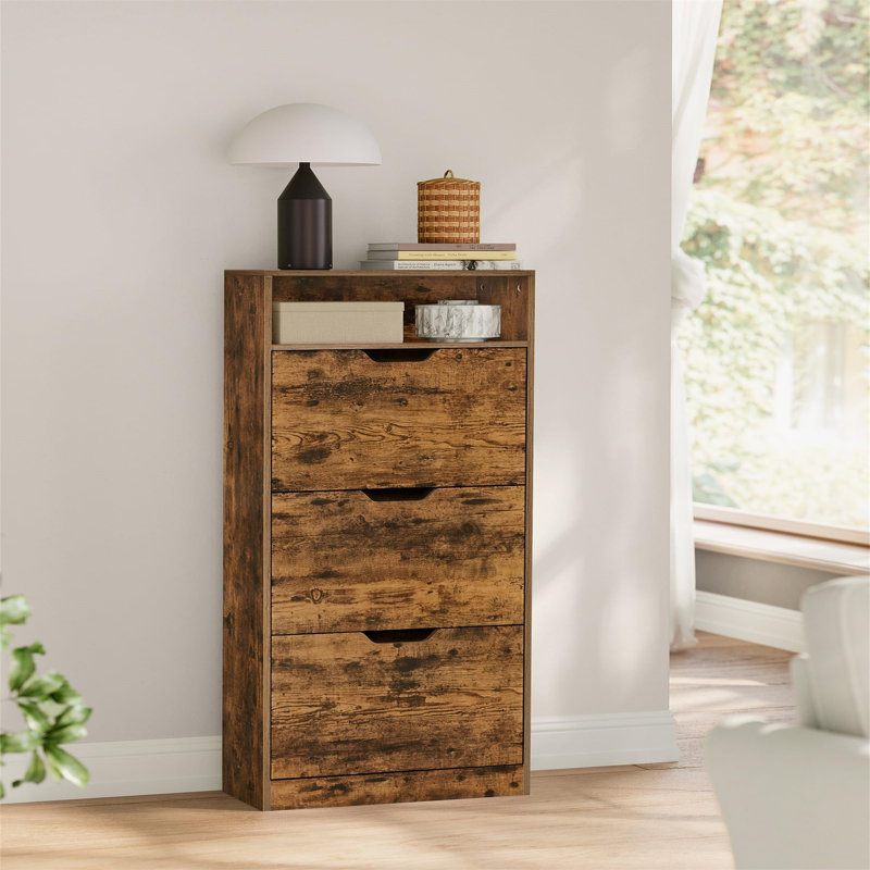 18 Pair Shoe Storage Cabinet, Brown