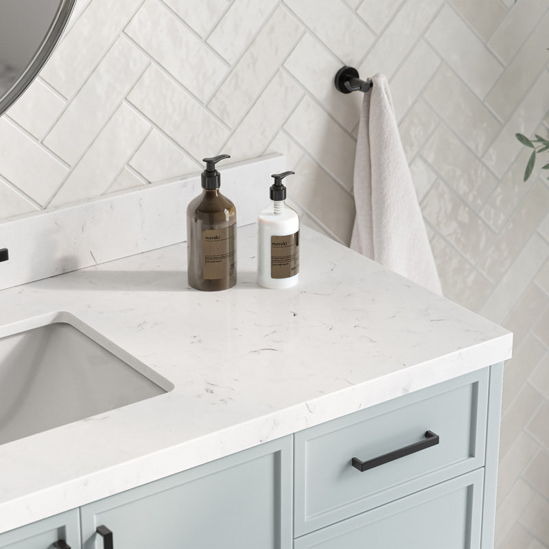 ARIEL Kelly 54 Single Sink Bathroom Vanity with Carrara Quartz Top, Gray