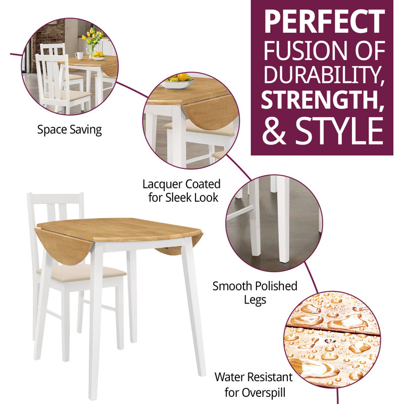 Ledbury Drop Leaf Round Dining Table With 2 Aston Chairs
