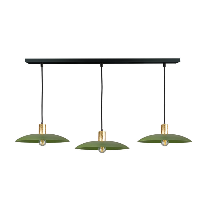 3 - Light Matte Black Dome Pendant, Gold/Khaki