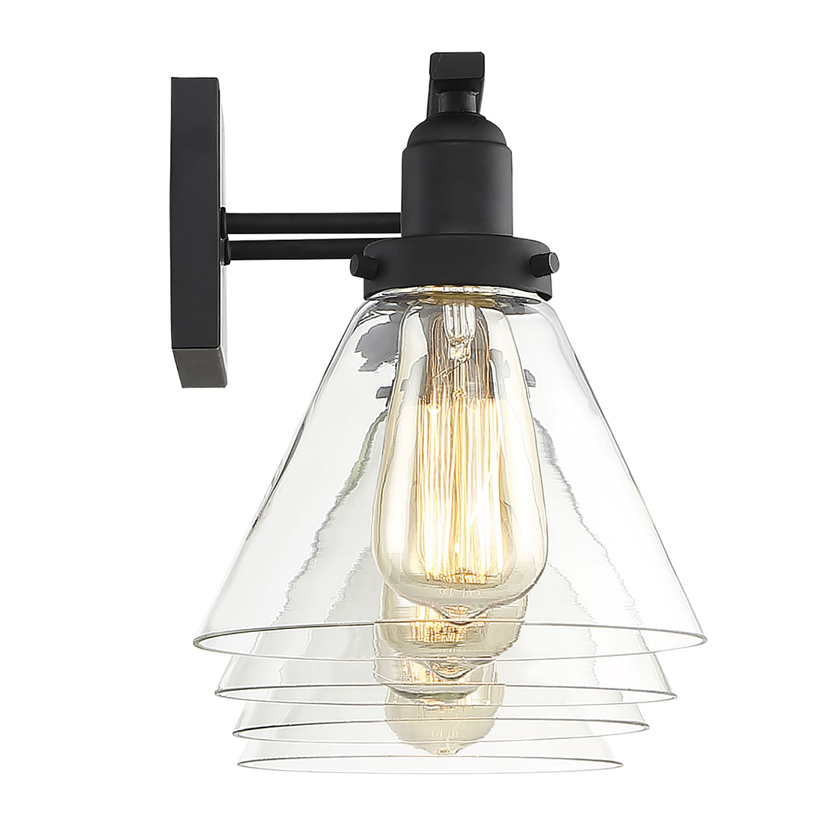 Catalina 4 Light Transparent Dimmable Bath Sconce, Black