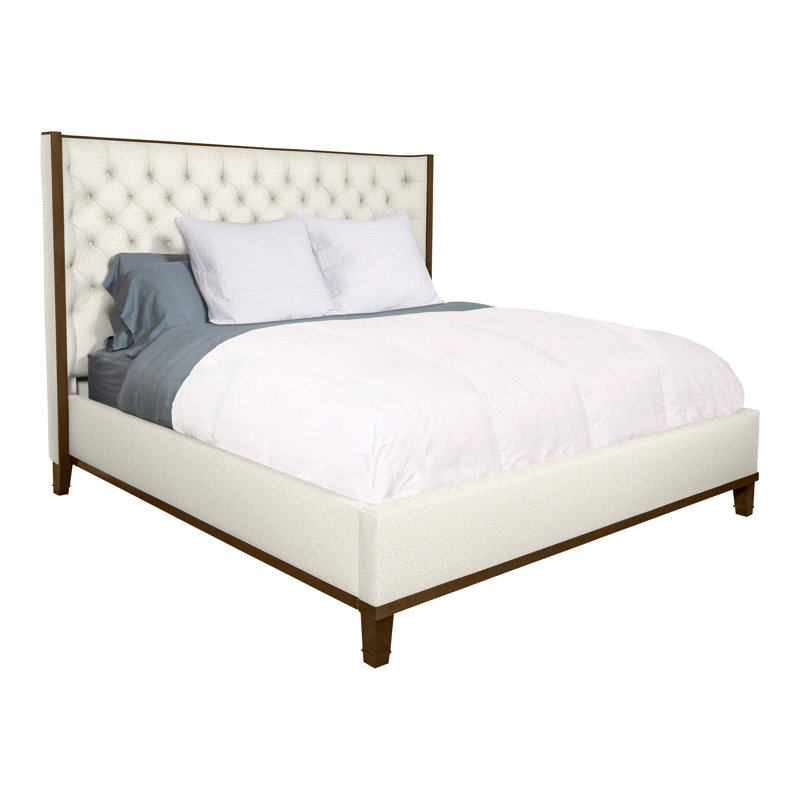 Michael Weiss Solid Wood Wingback Bed, Kenworth Pearl, Queen, Havana