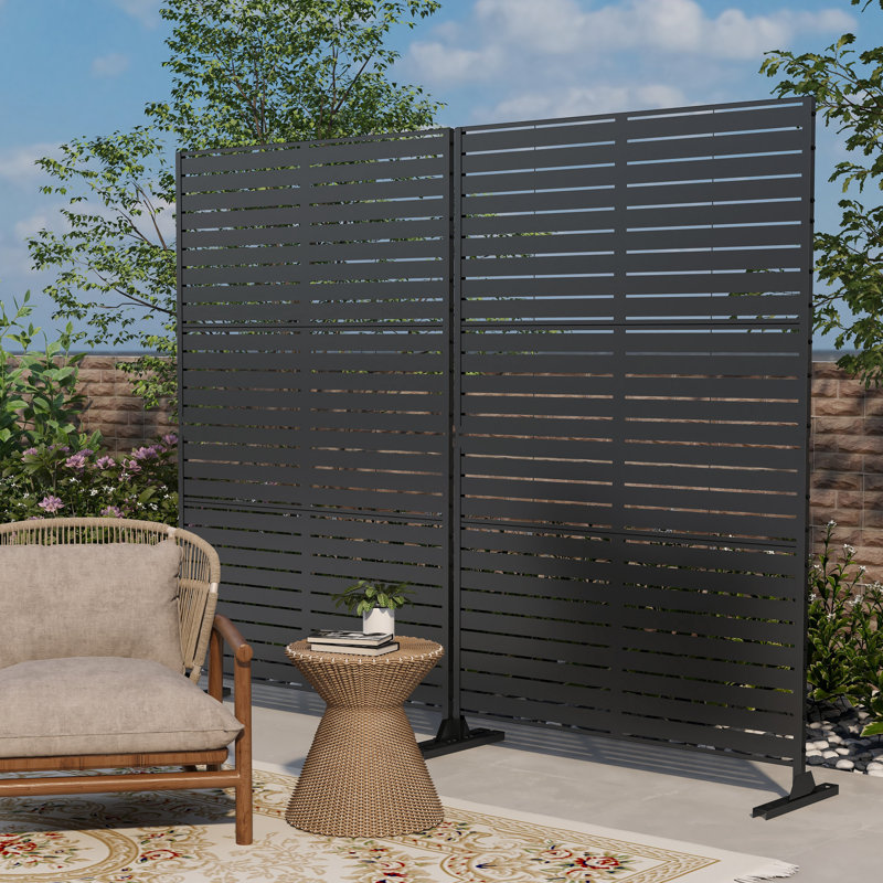 Stanaford 1.9m x 1.2m Privacy Metal Screen Fence Panel, Black