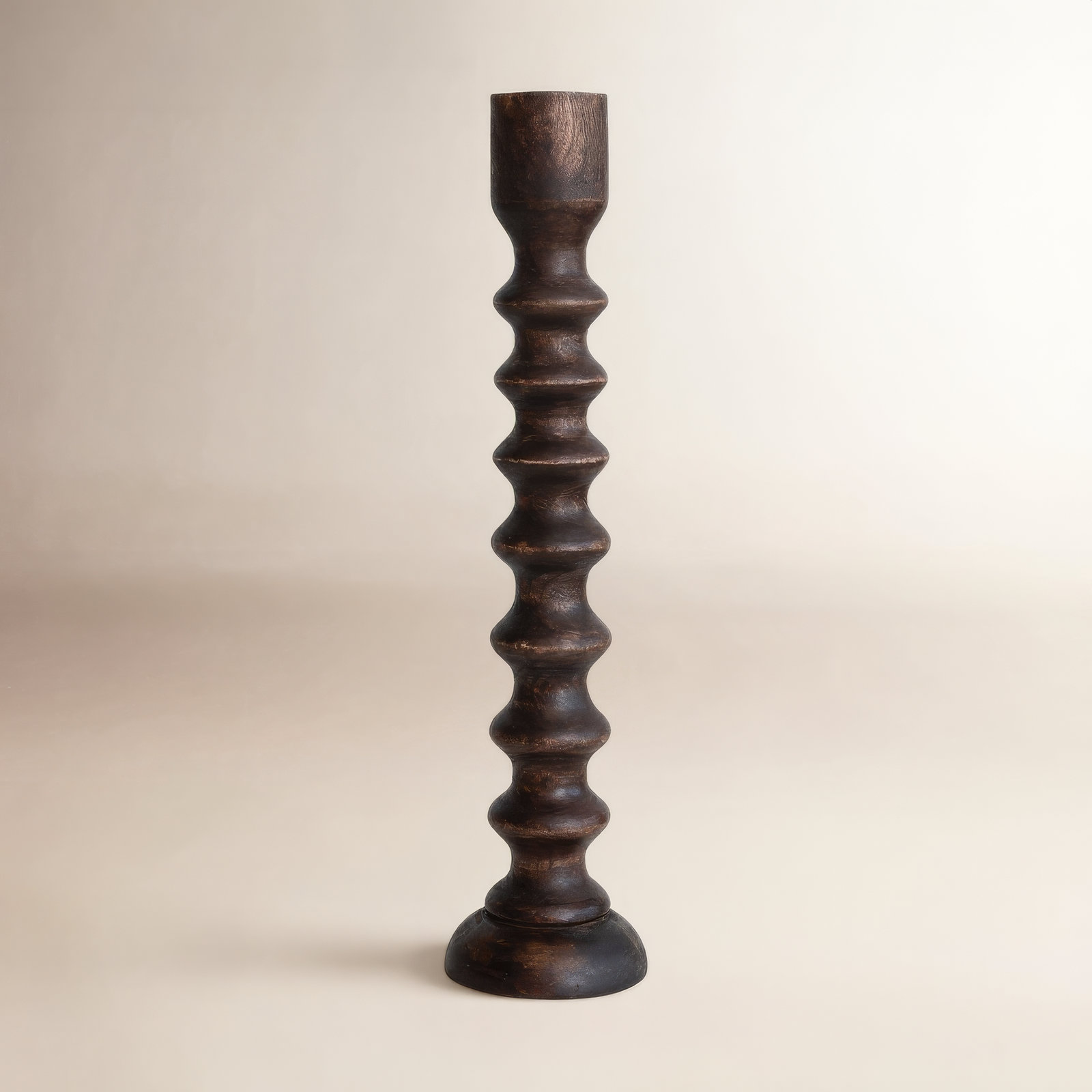 Solid Wood Tabletop Pillar, Black, 21" H x 5" W x 5" D