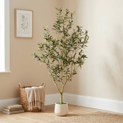 Olive artificielle 6 pi en pot, plante artificielle pour la maison et le bureau