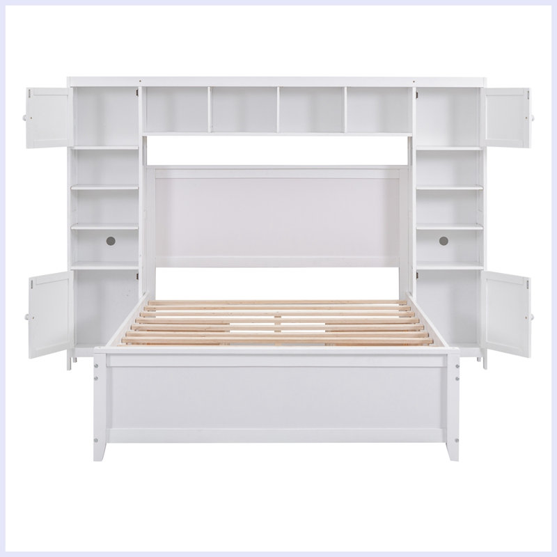Lit plat avec fonction de rangement, Blanc