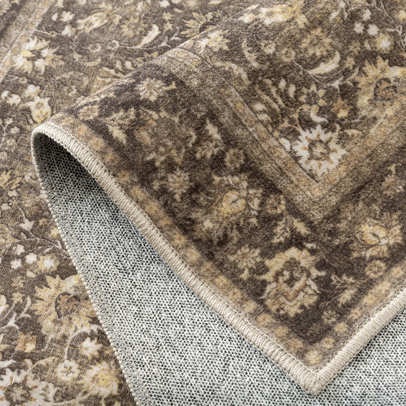Tapis traditionnel lavable Cohen, Brun, Rectangulaire 8 pi x 10 pi