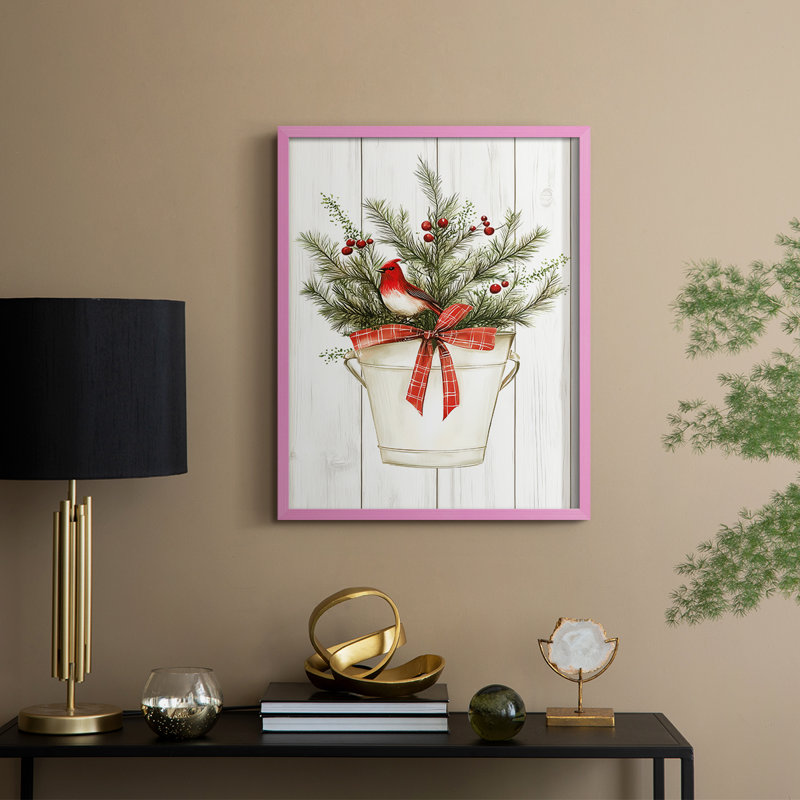 «Christmas Holiday Art», reproduction encadrée Lxxv - bois massif, 21" H x 17" W, Rose