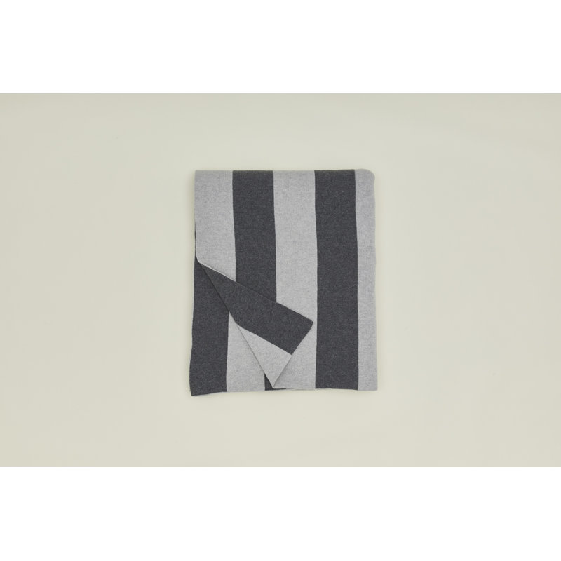 Simple Striped Throw Blanket, Light Gray/Dark Gray